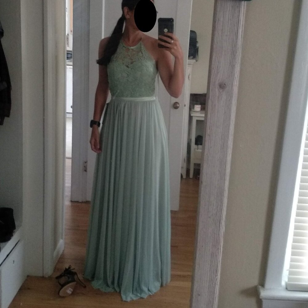 Green Chiffon formal party dress